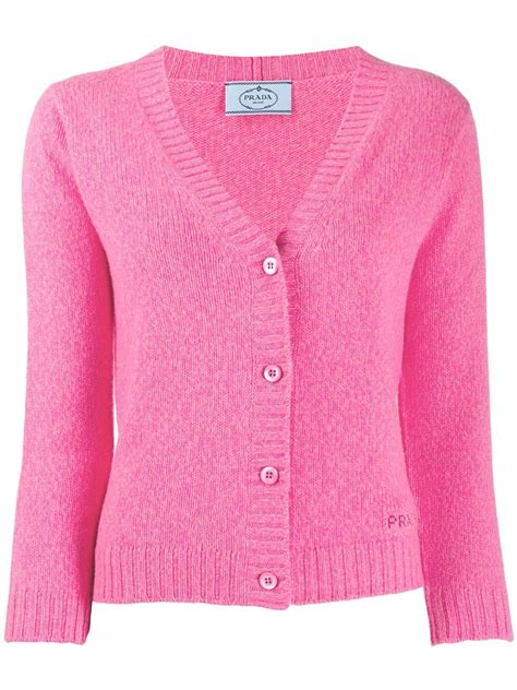 pink knitted cardigan prada|Prada nylon cardigan.